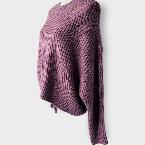 Elizabeth and James Sweater Giada Purple Cropped Oversize Metallic Gold XL NWOT - Picture 4 of 11